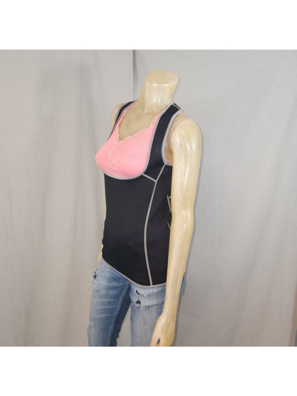 BCG Black Slimmer Tank Top Sleeveless Shirt Workout Racer Back SMALL Sauna Sweat - Picture 8 of 8